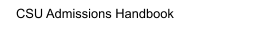 CSU Admissions Handbook